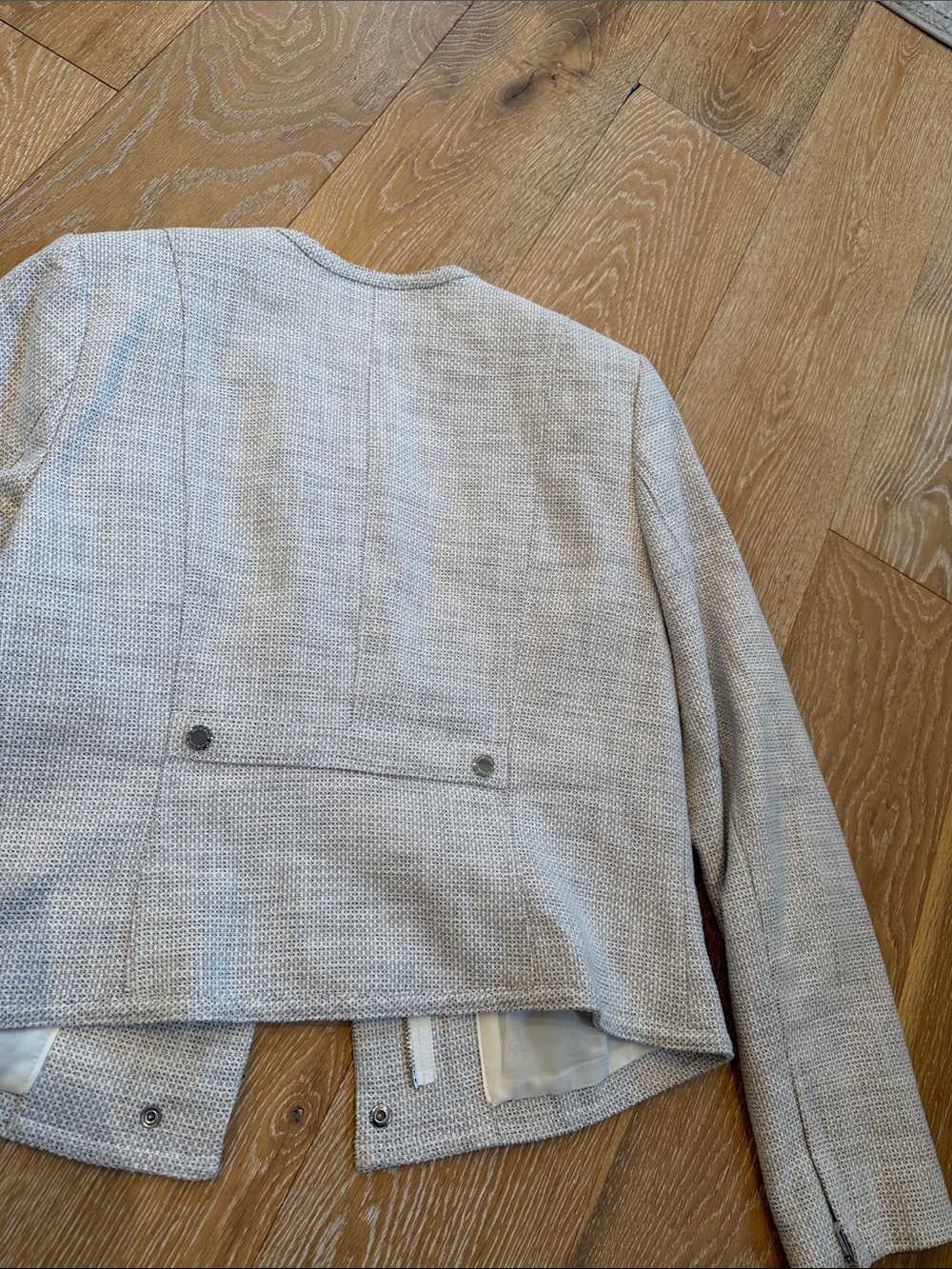 White House Black Market Textured Tweed Snap Front Moto Jacket Size 10 - Picture 11 of 11